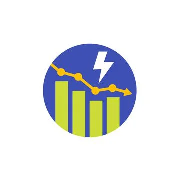 Power consumption decrease, reduction vector icon Illustrazione stock