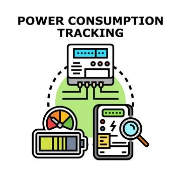 Power consumption tracking and electricity usage monitoring Stock Illustration