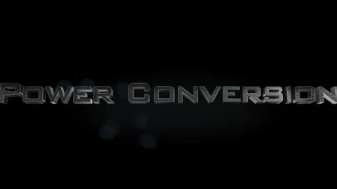 Power Conversion title metal text on black alpha channel background Stock Footage 296215642