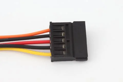 Power cord access computer equipment on a white background. Stock Photos