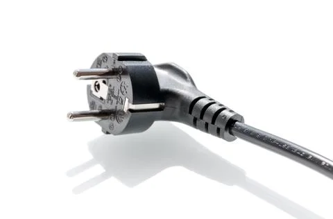Power cord plug on white background. Stock Photos