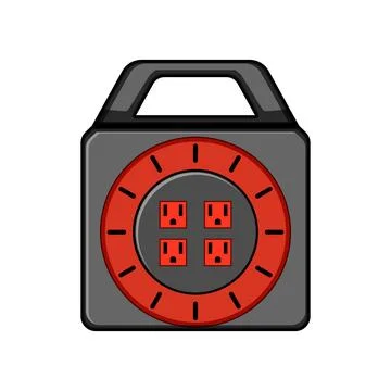 Power cord reel providing multiple electrical outlets for energy Stock Illustration