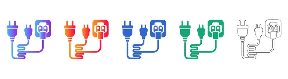 Power Cord Socket Plug Icon Set Vector イラスト素材