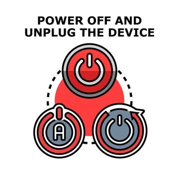 Power off device and unplug electric plug Stock Illustration