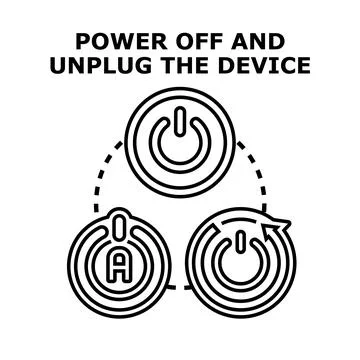 Power off device and unplug electric plug Stock Illustration