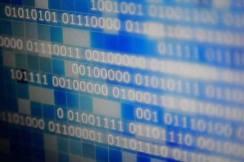 Power of digital big data. close up image of one and zero icon for data serve Stock Photos