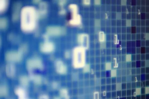 Power of digital big data. close up image of one and zero icon for data serve 写真素材