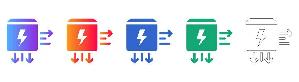 Power Distribution Box Icon Set Stock Illustration