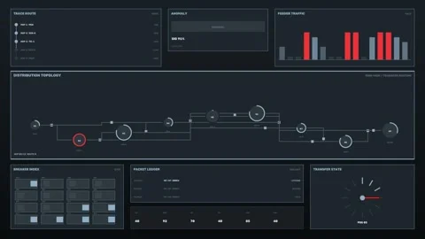 Power Distribution Control Dashboard Seamless Loop Stock Footage 342574248
