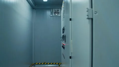 The power distribution control point building of the electric substation Stock Footage 130776878