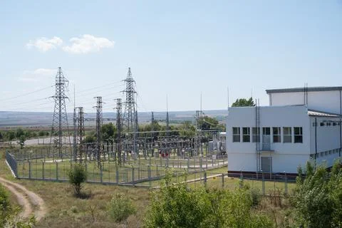 Power distribution substation Stock Photos