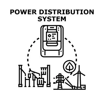 Power distribution system generating clean electricity concept Stock Illustration
