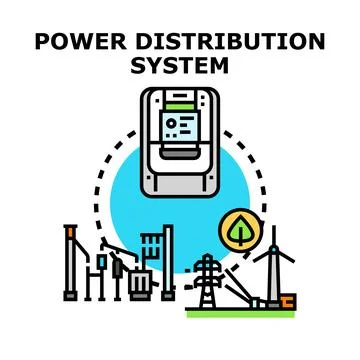 Power distribution system generating clean electricity concept Stock Illustration