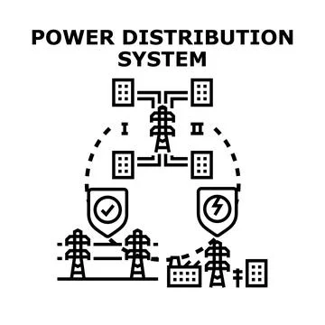 Power distribution system illustrating electrical energy grid concept Stock Illustration