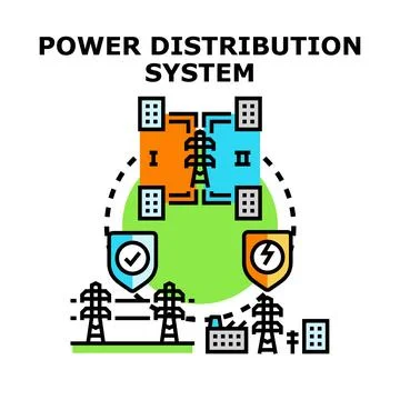 Power distribution system illustrating electrical energy grid concept Stock Illustration