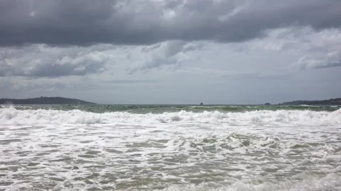 The Power of Dramatic Waves: A Scenic Encounter Stock Footage 247257602