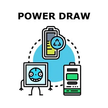 Power draw concept with battery and outlet icon Stock Illustration