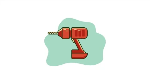 Power drill animation icon video in 4k. construction equipment video animatio 스톡 동영상 264593552