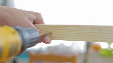 Power drill bit into wood Stock Footage 89559624