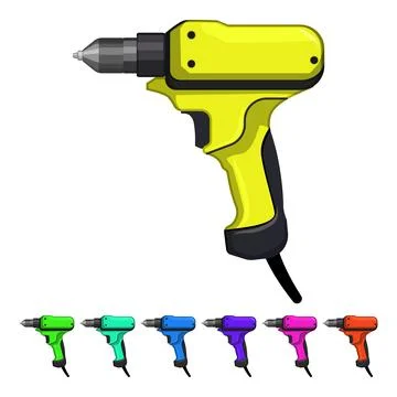 Power drill cartoon vector graphic sign color Ilustração Stock
