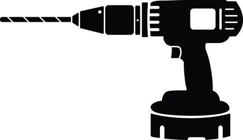 Power Drill Construction Tool Screwdriver Screws Cordless Battery Vector Stock Illustration