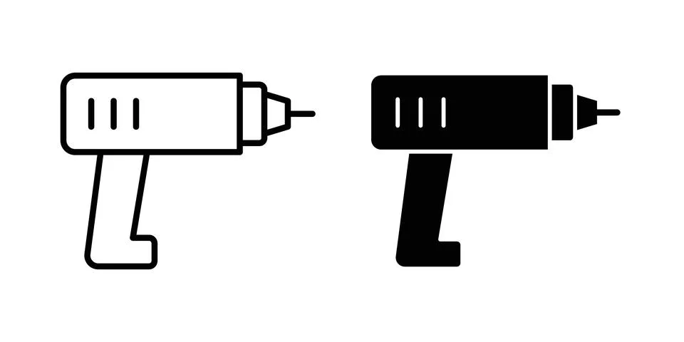 Power drill icon symbol. Flat and Stroke Vector illustration Stock Illustration