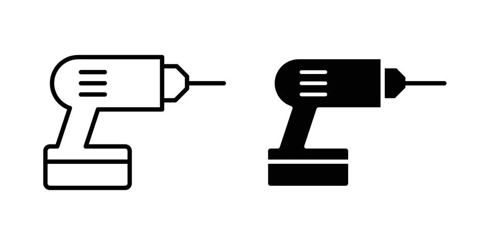 Power drill icon vector, symbol, logo illustrations Stock Illustration
