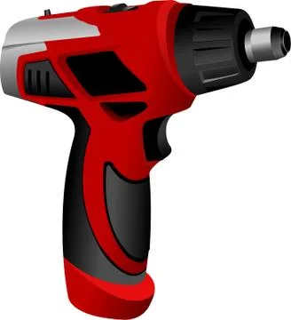 Power drill isolated on a white background. Vector illustration. Stock Illustration