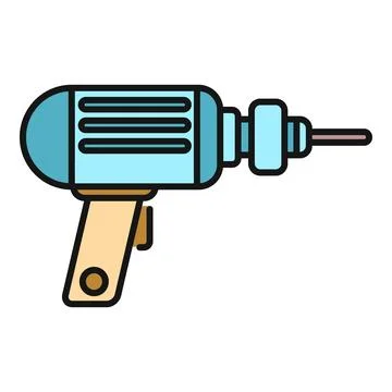 Power drill machine tool flat color icon Stock Illustration