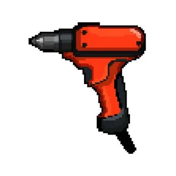 Power drill pixel art vector illustration sign color Ilustração Stock