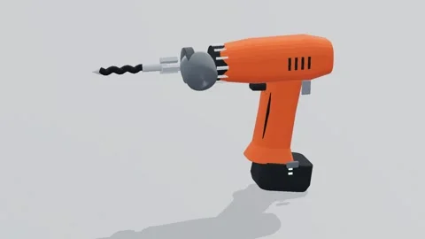 Power drill tools 3d loop white background 3D animation seamless loop Stock Footage 341851709