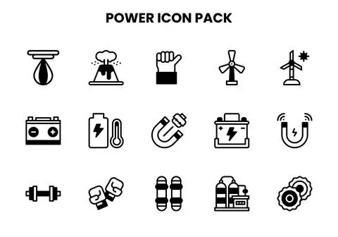Power DuoTone Graphics Icons Pack Stock Illustration