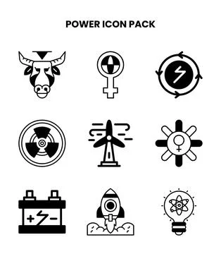 Power DuoTone Set Icons Pack Stock Illustration