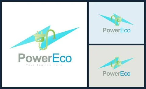 Power Eco flash electric plug leaves go green energy logo template design Stock Illustration