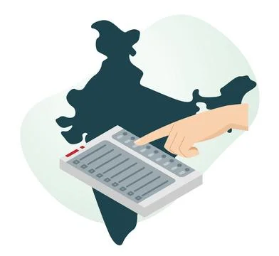 Power of Elections -Pressing Button on Electronic Voting Machine - EVM - St.. Illustrazione stock