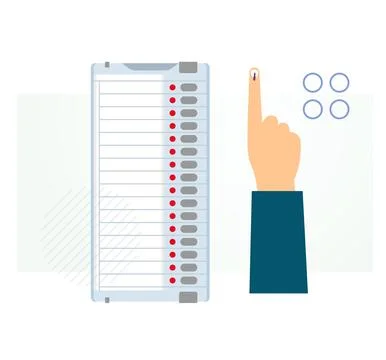 Power of Elections -Pressing Button on Electronic Voting Machine - EVM - St.. Stock Illustration