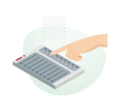 Power of Elections -Pressing Button on Electronic Voting Machine - EVM - St.. Stock Illustration