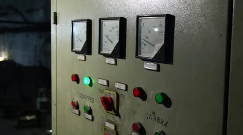 Power electric Cabinet with needle indicator and buttons. Stock Footage 49432247