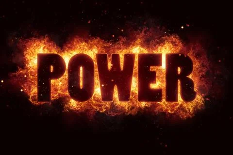 Power energy text on fire flames explosion burning 스톡 일러스트