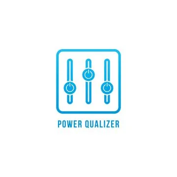 Power Equalizer logo design template. Blue Power Button and equalizer logo .. 스톡 일러스트