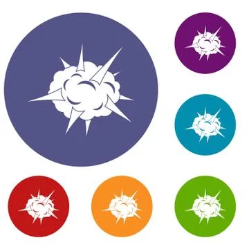 Power explosion icons set 스톡 일러스트