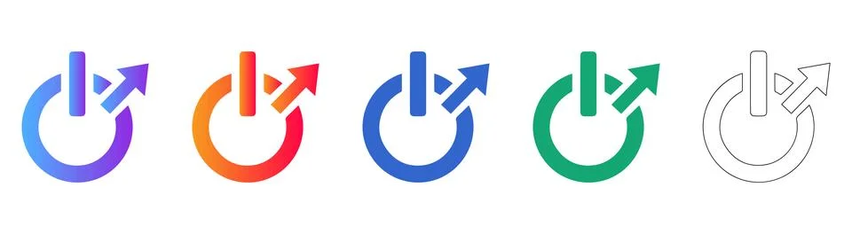 Power Export Action Icons in Gradient and Outline Stock Illustration