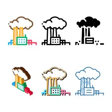 Power factory icon vector clean outline symbol Stock Illustration
