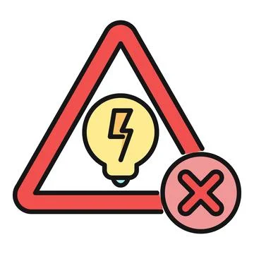 Power failure warning with light bulb and cross mark Stock Illustration