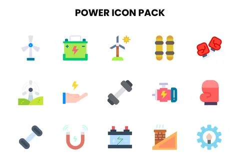Power Flat Bundle Icons Pack Illustrazione stock