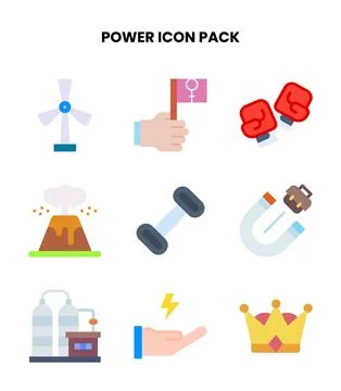 Power Flat Design Icons Pack Illustrazione stock