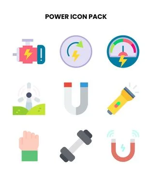 Power Flat Design Icons Pack Stock Illustration