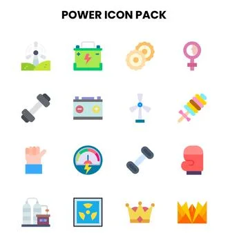 Power Flat Scalable Icons Pack Stock Illustration