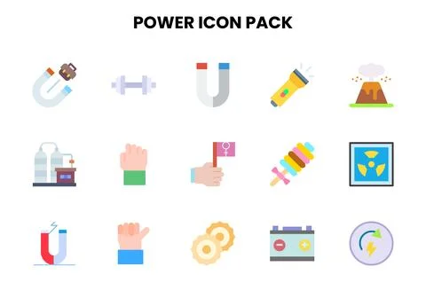 Power Flat UI Icons Pack Stock Illustration