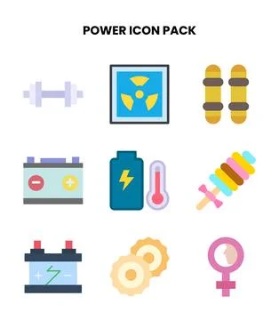 Power Flat Vector Icons Pack Stock Illustration